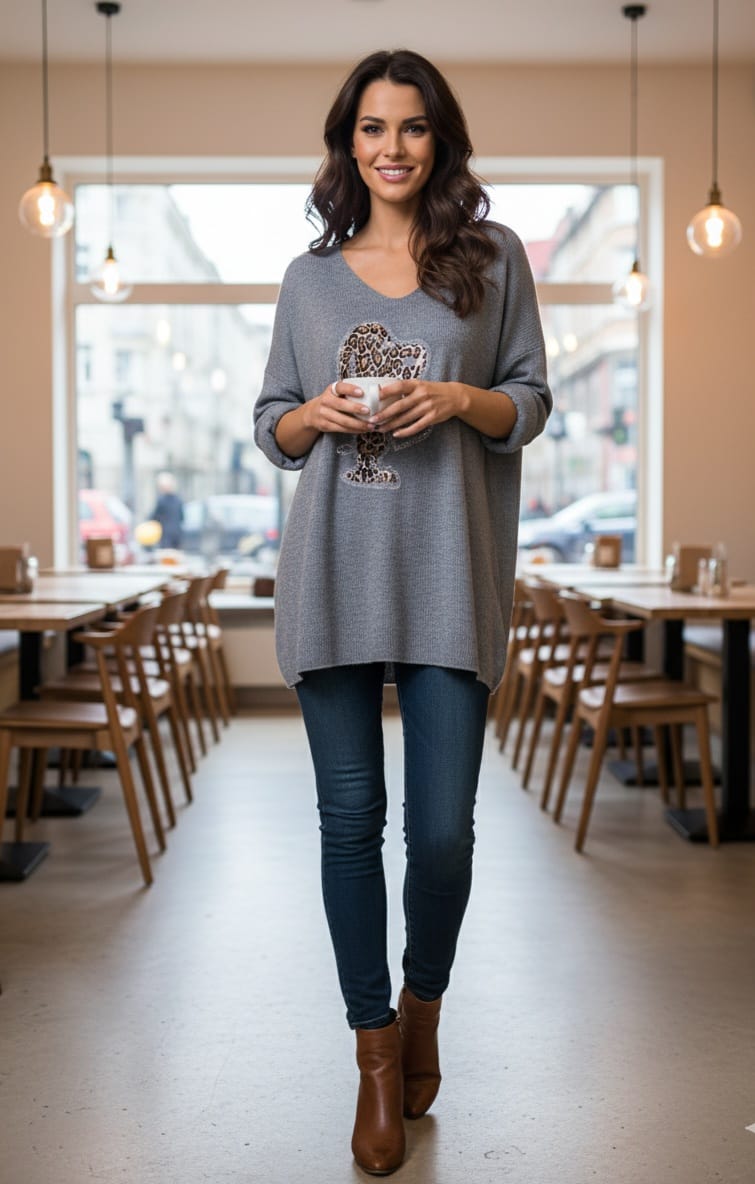 Jersey Oversize de punto 'Snoopy Leopard'