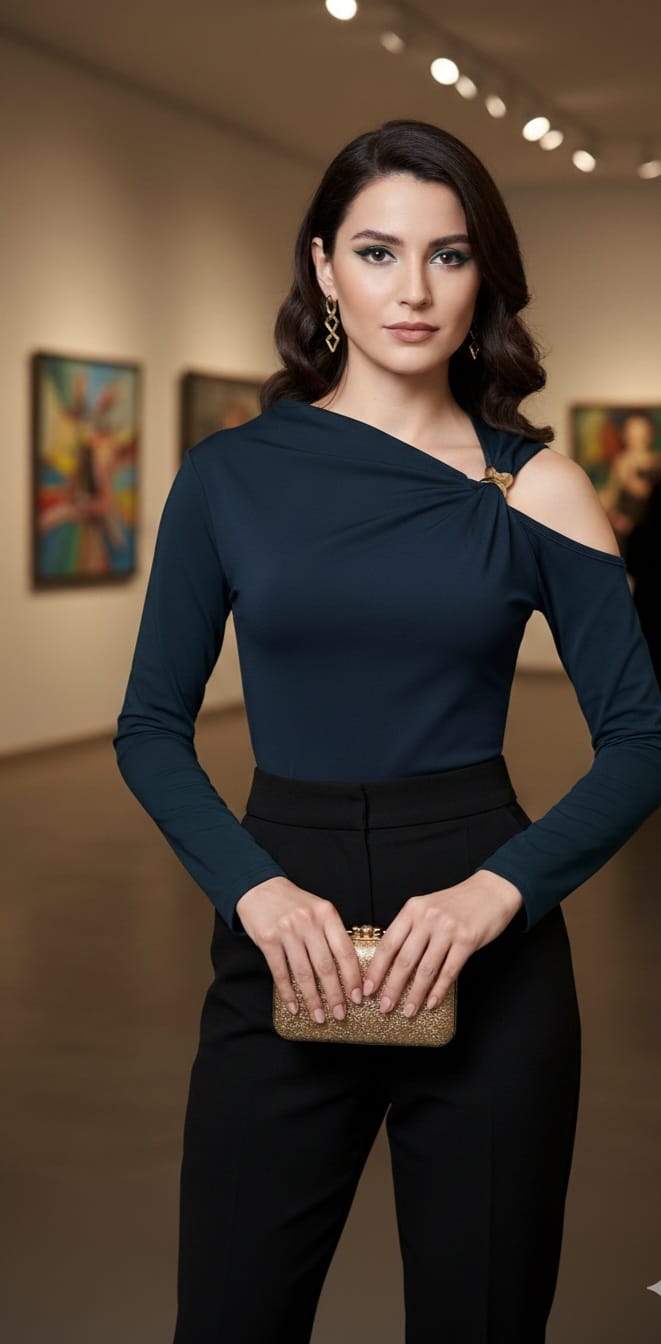 Top Asimétrico con Detalle Metálico