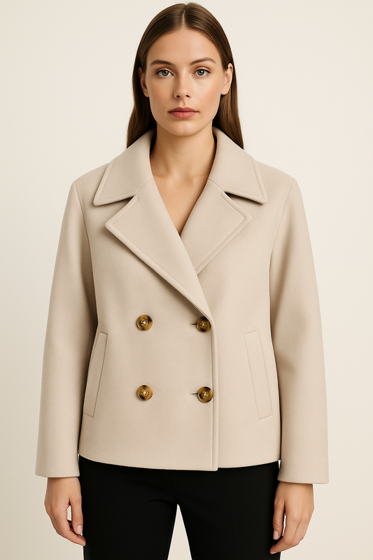 Modelo con Abrigo Beige Original