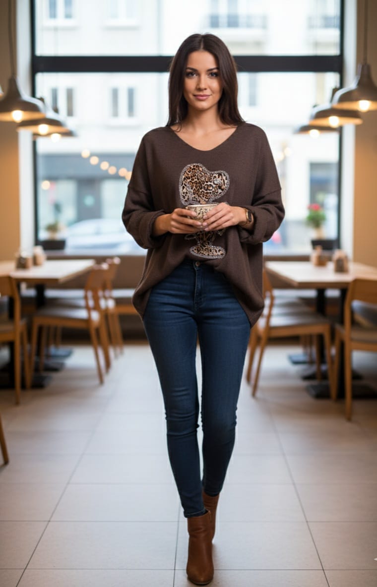 Jersey Oversize de punto 'Snoopy Leopard'