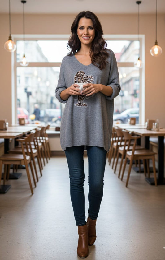 Jersey Oversize de punto 'Snoopy Leopard'