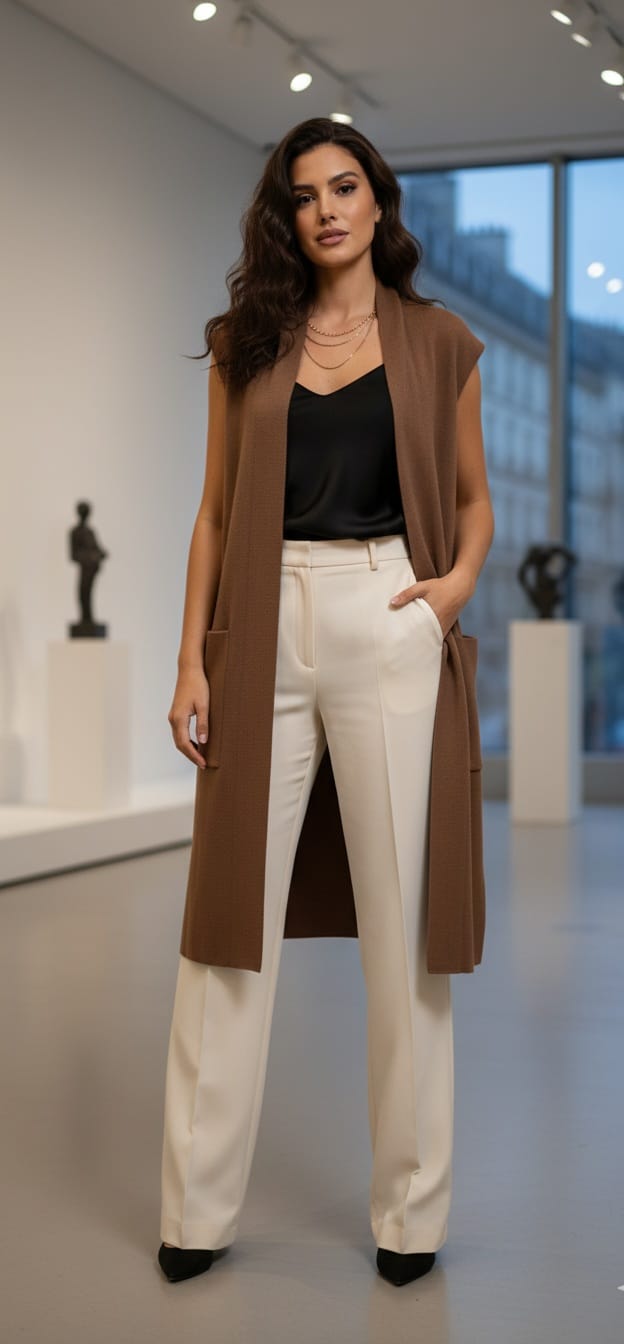 Chaleco Largo Mujer Elegante - Estilo Sofisticado Sin Mangas