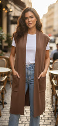 Chaleco Largo Mujer Elegante - Estilo Sofisticado Sin Mangas