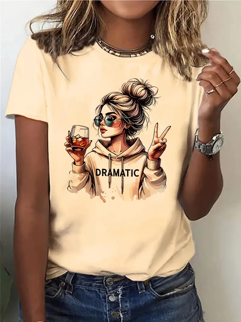 Camiseta Gráfica Mujer Streetwear Años 90 - Estampado Dramatic
