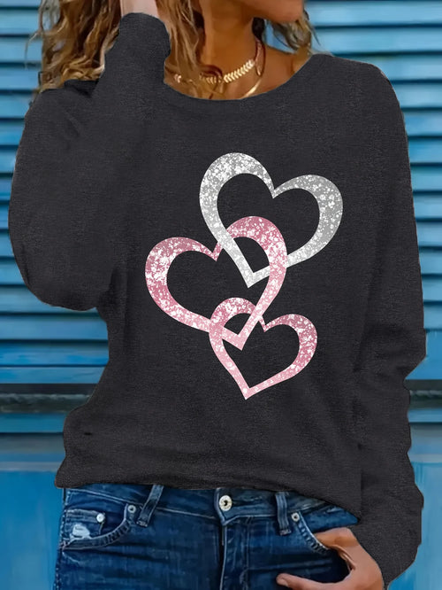 Camiseta Mujer Love Brillante 100% Algodón Manga Larga