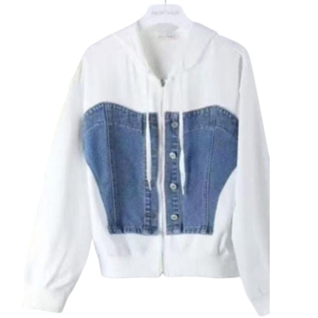 Sudadera con Detalle Denim Corset