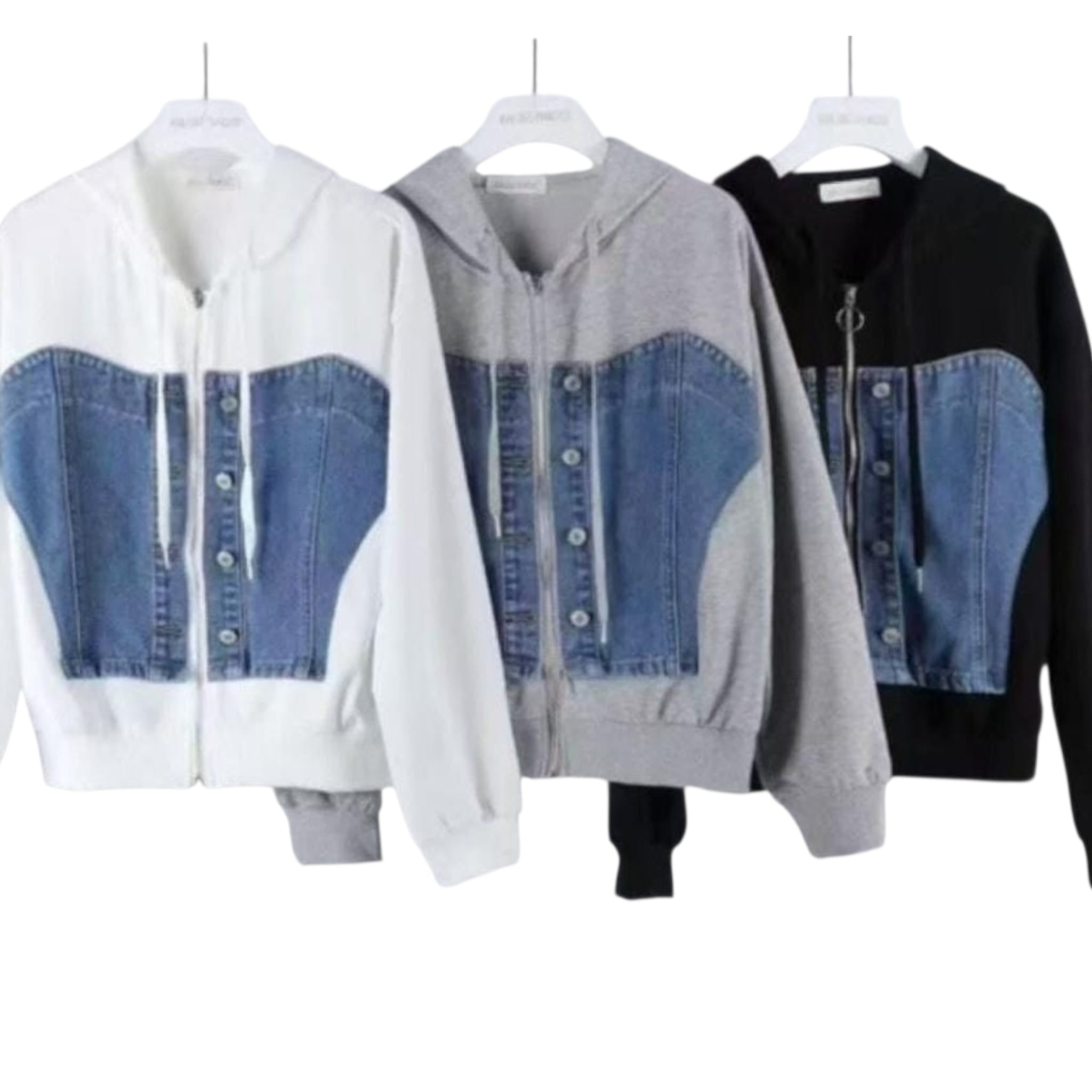 Sudadera con Detalle Denim Corset