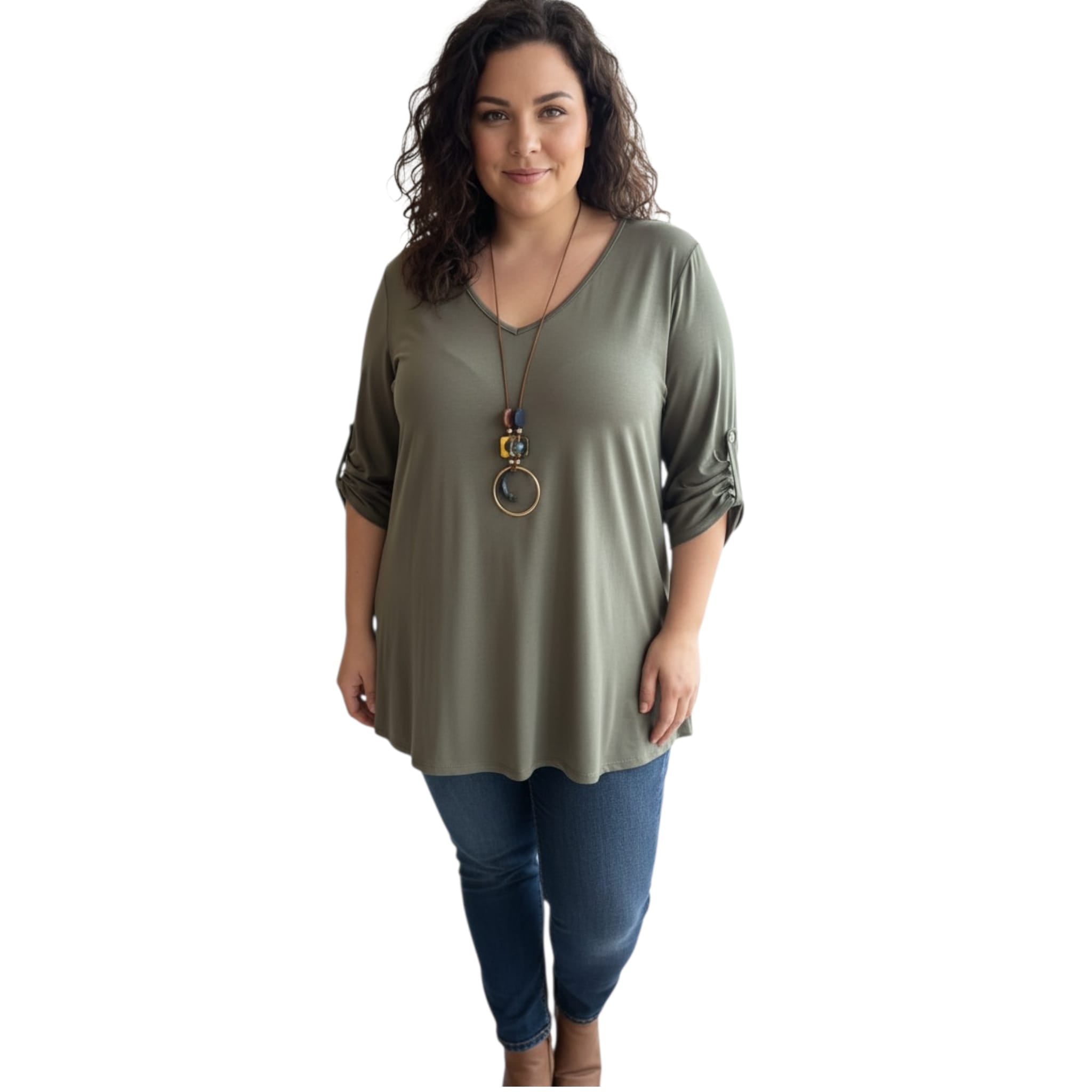 Camiseta Oversize con Cuello Pico - Talla 52