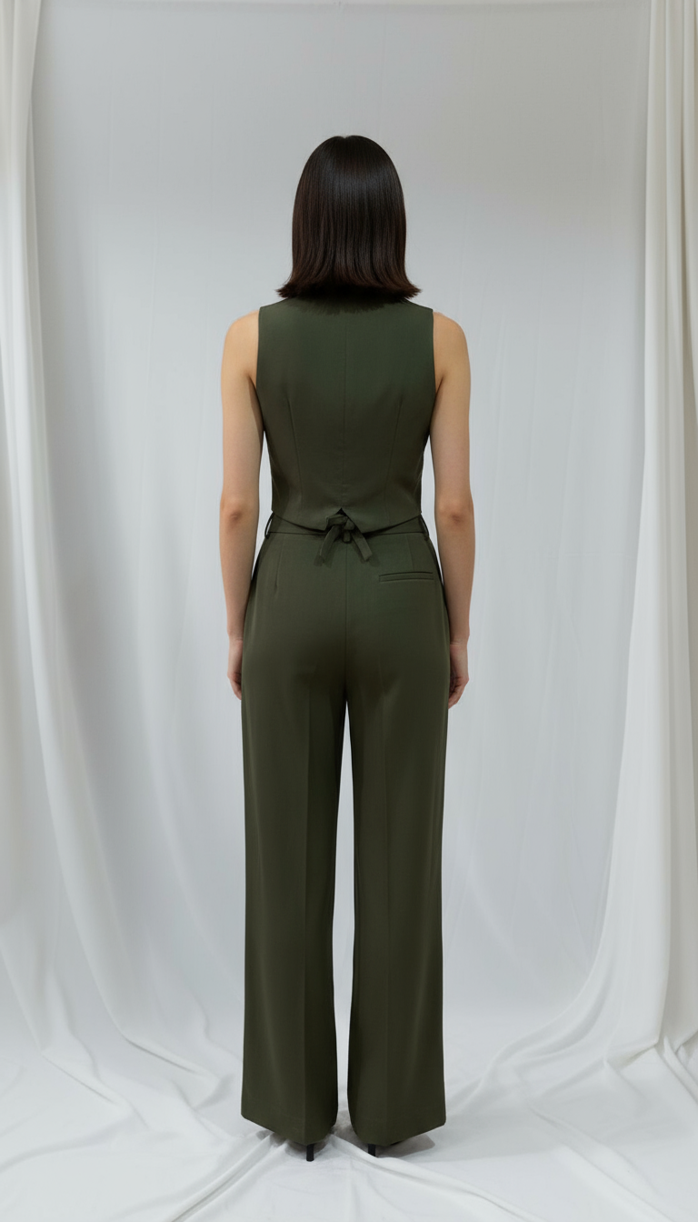 Chaleco abotonado vista trasera