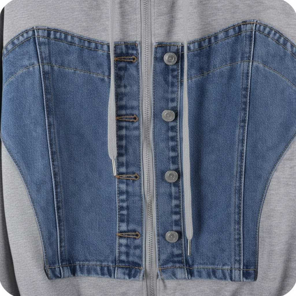 Detalle close-up denim gris