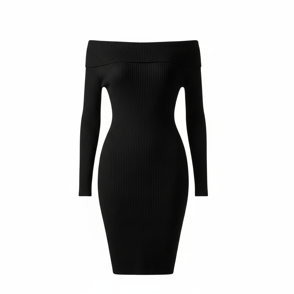 Vestido ajustado de punto acanalado para mujer - elegante y sofisticado
