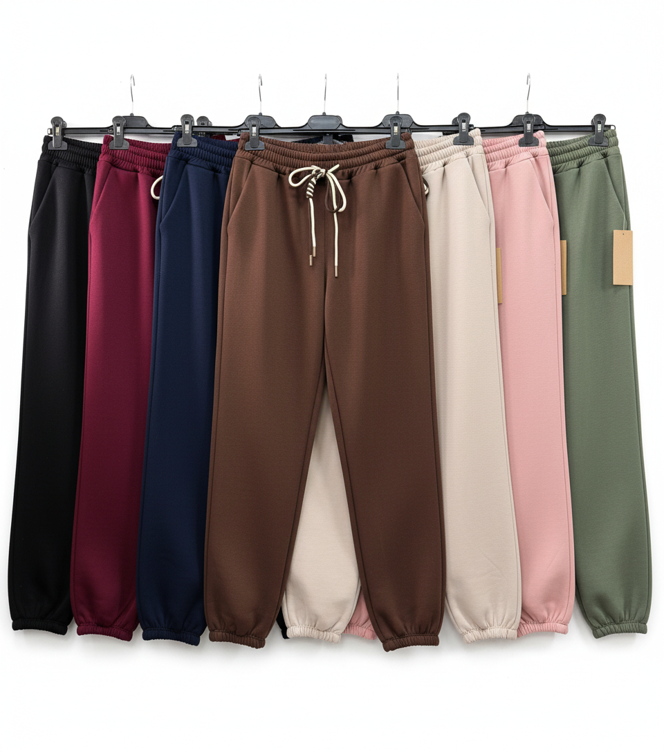 Joggers multicolor con cordón crema