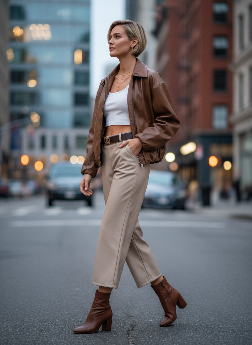 Look estilizado beige