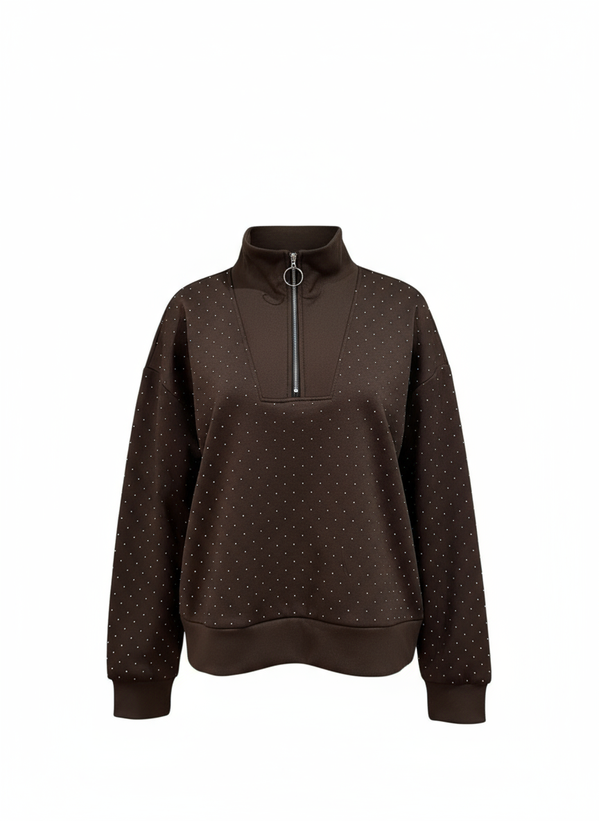 Sudadera chocolate con brillos